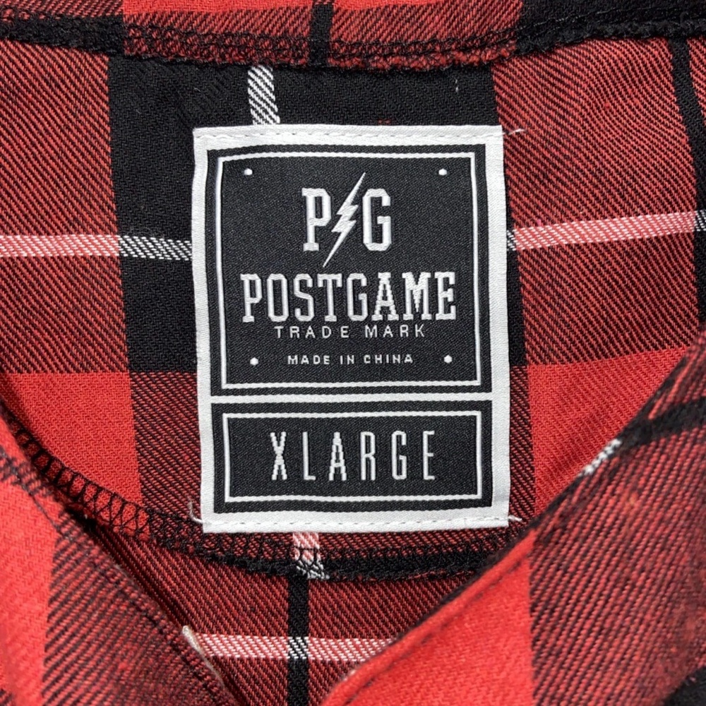 90’s Post Game GOAT button Down Flannel baseball jersey Short Sleeve Shirt XL - Picture 6 of 9
